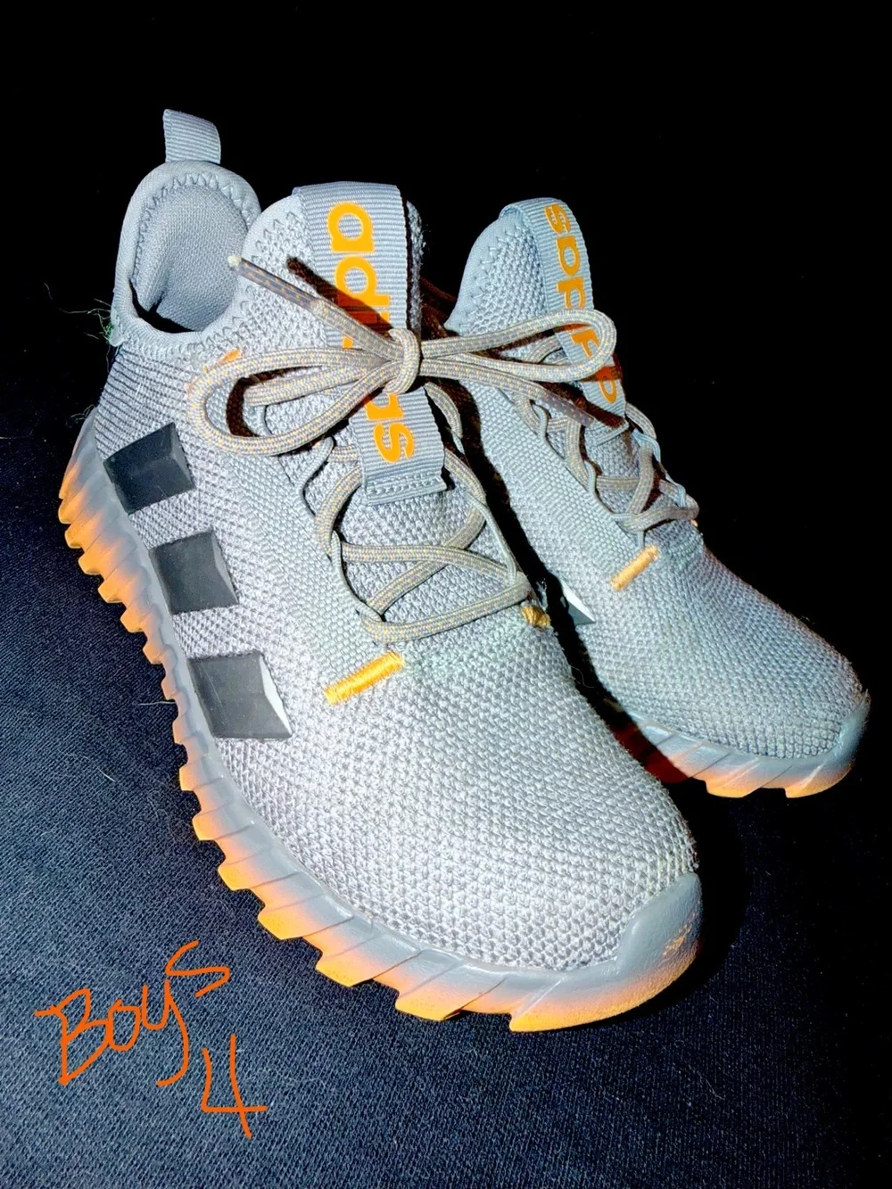 Boys Adidas Orange Grey Sneakers size 4